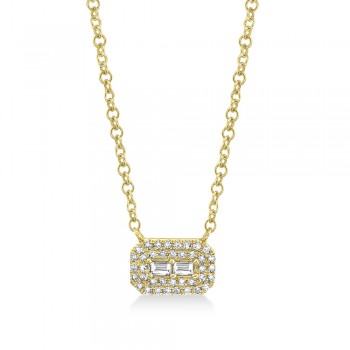 Baguette Diamond Pendant Necklace 14k Yellow Gold (0.14ct)