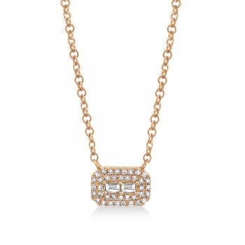 Baguette Diamond Pendant Necklace 14k Rose Gold (0.14ct)
