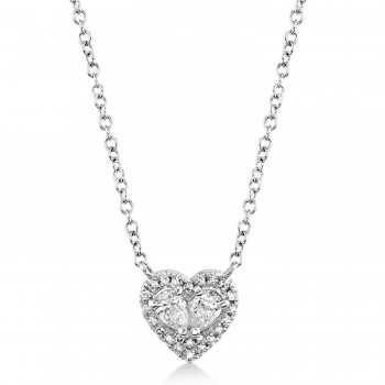 Diamond Solitaire Heart-Shaped Pendant Necklace 14K White Gold (0.21ct)