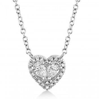 Diamond Solitaire Heart-Shaped Pendant Necklace 14K White Gold (0.21ct)