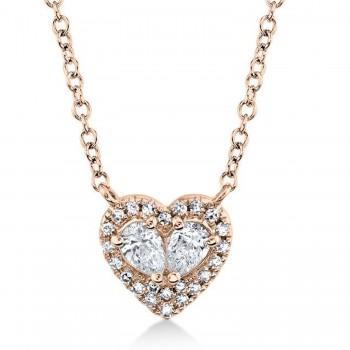 Diamond Solitaire Heart-Shaped Pendant Necklace 14K Rose Gold (0.21ct)