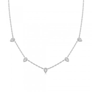 Pear Diamond Station Necklace 14k White Gold (4.09ct)