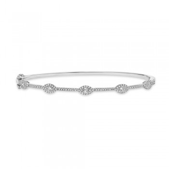 Diamond Evil Eye Bangle Bracelet 14k White Gold (0.60ct)