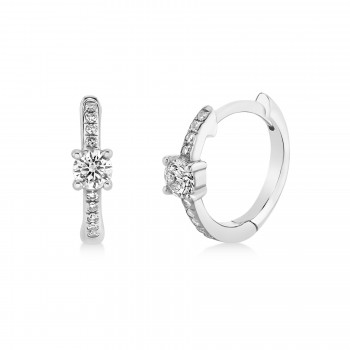 Diamond Huggie Hoop Earrings 14k White Gold (0.25ct)