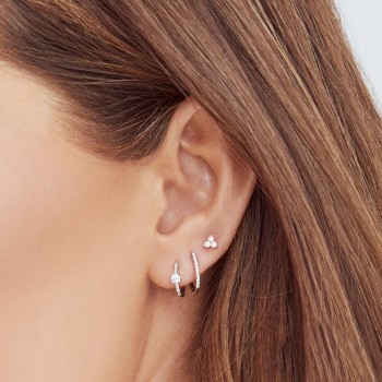 Diamond Huggie Hoop Earrings 14k White Gold (0.25ct)
