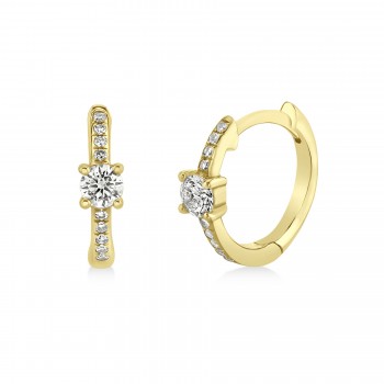 Diamond Huggie Hoop Earrings 14k Yellow Gold (0.25ct)