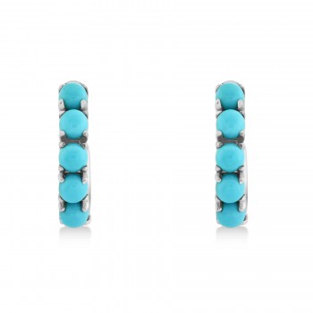 Composite Turquoise Huggie Earrings 14k White Gold (0.43ct)