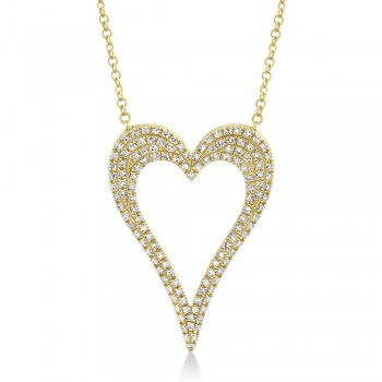 Pave Diamond Open Heart Pendant Necklace 14k Yellow Gold (0.31ct)