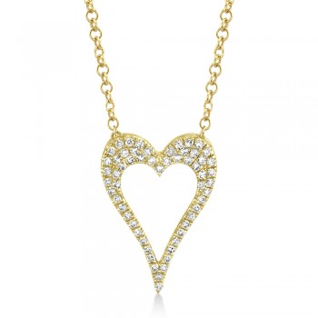 Diamond Open Heart Pendant Necklace 14k Yellow Gold (0.14ct)