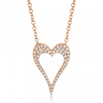 Diamond Open Heart Pendant Necklace 14k Rose Gold (0.14ct)