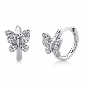 Diamond Accented Butterfly Huggie Earring 14K White Gold (0.14ct)