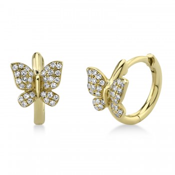 Diamond Accented Butterfly Huggie Earring 14K Yellow Gold (0.14ct)
