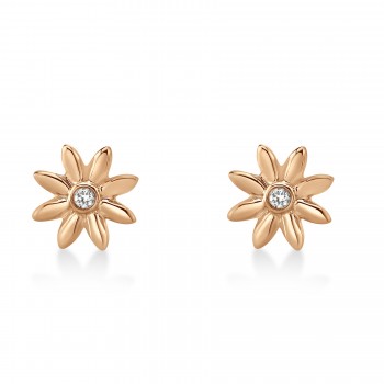 Bezel Diamond Sunflower Stud Earrings 14k Rose Gold (0.03ct)