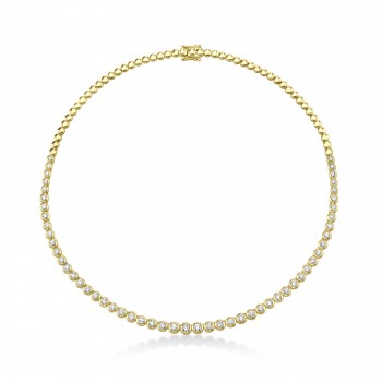 Half Eternity Diamond Bezel Tennis Necklace 14k Yellow Gold (3.53ct)