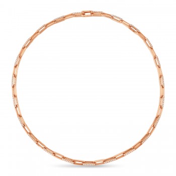 Diamond Paper Clip Link Necklace 14k Rose Gold (5.68ct)
