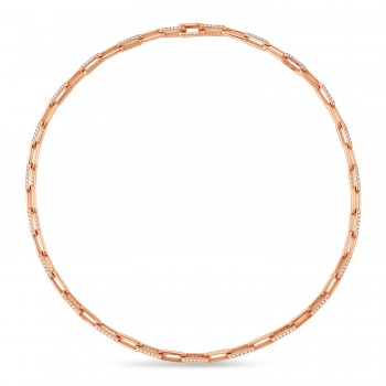 Diamond Paper Clip Link Necklace 14k Rose Gold (5.68ct)