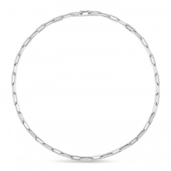 Diamond Paper Clip Link Necklace 14k White Gold (5.68ct)