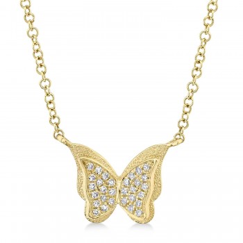 Diamond Butterfly Pendant Necklace 14K Yellow Gold (0.06ct)