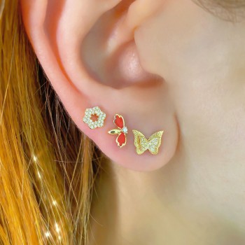 Diamond Butterfly Stud Earrings 14K Yellow Gold (0.06ct)