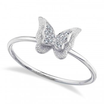 Diamond Butterfly Ring 14K White Gold (0.04ct)