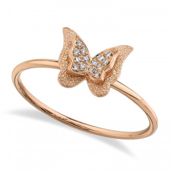 Diamond Butterfly Ring 14K Rose Gold (0.04ct)
