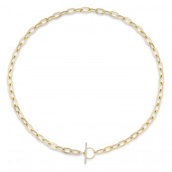 Diamond  Paper Clip Link Necklace in 14K Yellow Gold (0.13ct)