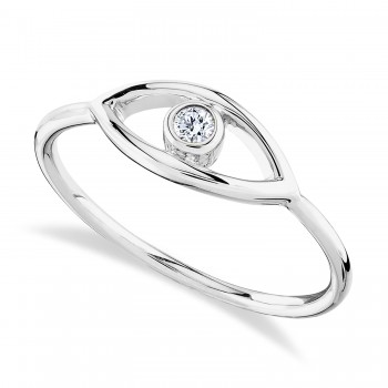 Diamond Bezel Evil Eye in 14k White Gold Ring (0.04ct)