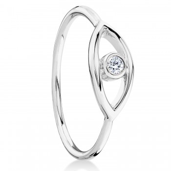 Diamond Bezel Evil Eye in 14k White Gold Ring (0.04ct)