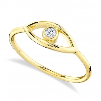 Diamond Bezel Evil Eye in 14k Yellow Gold Ring (0.04ct)