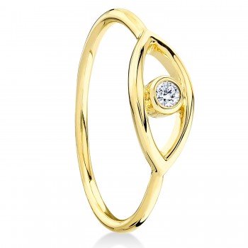 Diamond Bezel Evil Eye in 14k Yellow Gold Ring (0.04ct)