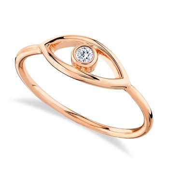 Diamond Bezel Evil Eye in 14k Rose Gold Ring (0.04ct)