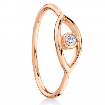 Diamond Bezel Evil Eye in 14k Rose Gold Ring (0.04ct)