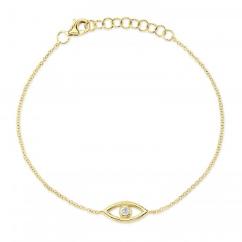 Diamond Bezel Evil Eye bracelet in 14K Yellow Gold (0.04ct)