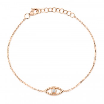 Diamond Bezel Evil Eye bracelet in 14K Rose Gold (0.04ct)