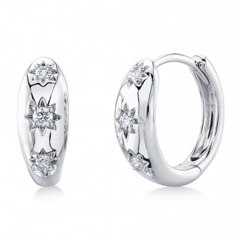 Diamond Star Huggie Earrings 14K White Gold (0.10ct)