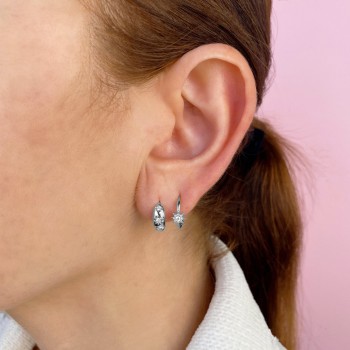 Diamond Star Huggie Earrings 14K White Gold (0.10ct)