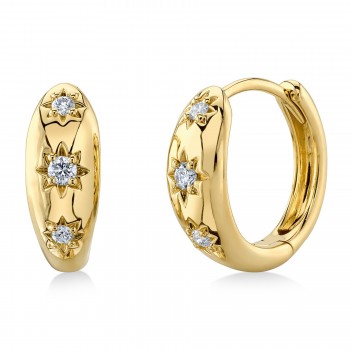 Diamond Star Huggie Earrings 14K Yellow Gold (0.10ct)