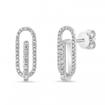 Diamond Paper Clip Link Earrings 14k White Gold (0.34ct)