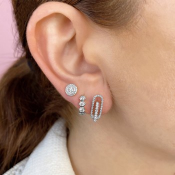 Diamond Paper Clip Link Earrings 14k White Gold (0.34ct)