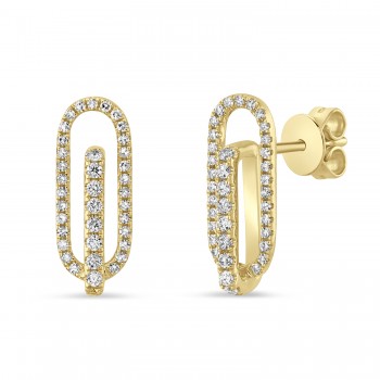 Diamond Paper Clip Link Earrings 14k Yellow Gold (0.34ct)