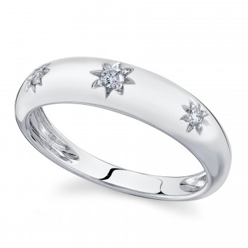 Diamond Star Wide Band Ring 14K White Gold (0.09ct)