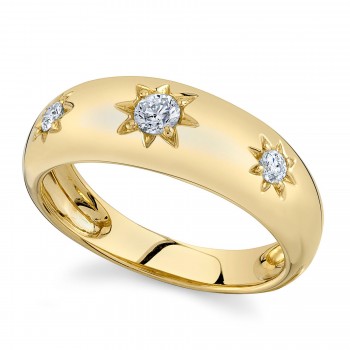Diamond Star Band Ring 14K Yellow Gold (0.23ct)