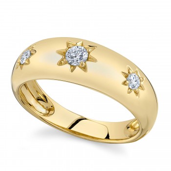 Diamond Star Wide Band Ring 14K Yellow Gold (0.23ct)