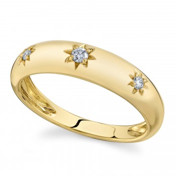 Diamond Star Wide Band Ring 14K Yellow Gold (0.09ct)