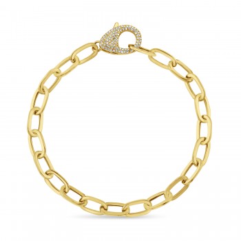 Diamond Paper Clip Link Bracelet 14k Yellow Gold (0.41ct)