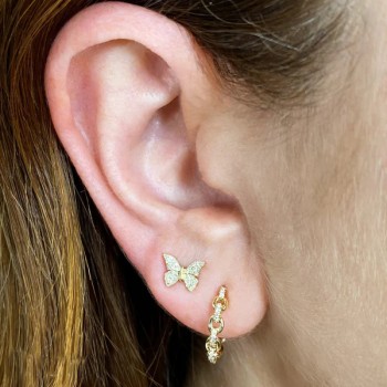 Diamond Butterfly Stud Earrings 14k Yellow Gold (0.15ct)