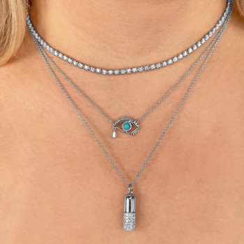 Diamond Pill Pendant Necklace 14K White Gold (0.69ct)