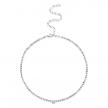 Diamond Bezel Setting Tennis Necklace 14K White Gold (2.89ct)