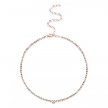 Diamond Bezel Setting Tennis Necklace 14K Rose Gold (2.89ct)