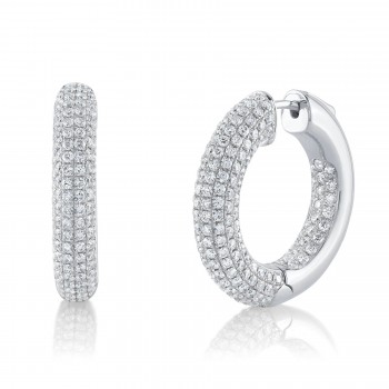 Diamond Multi-Row Pave Hoop Earrings 14K White Gold (3.94ct)